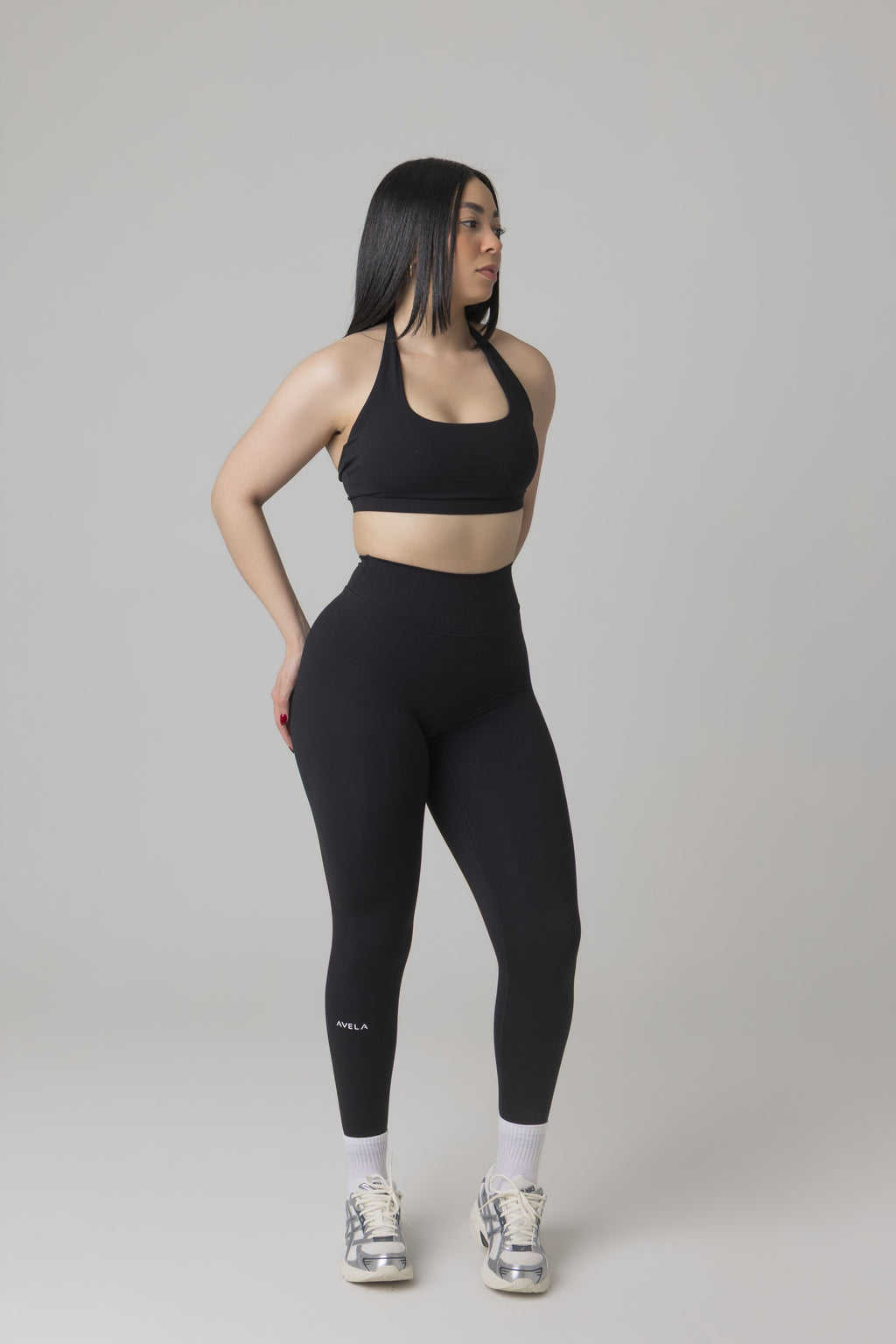 SoftForm™ Halter Neck Bralette with White Logo