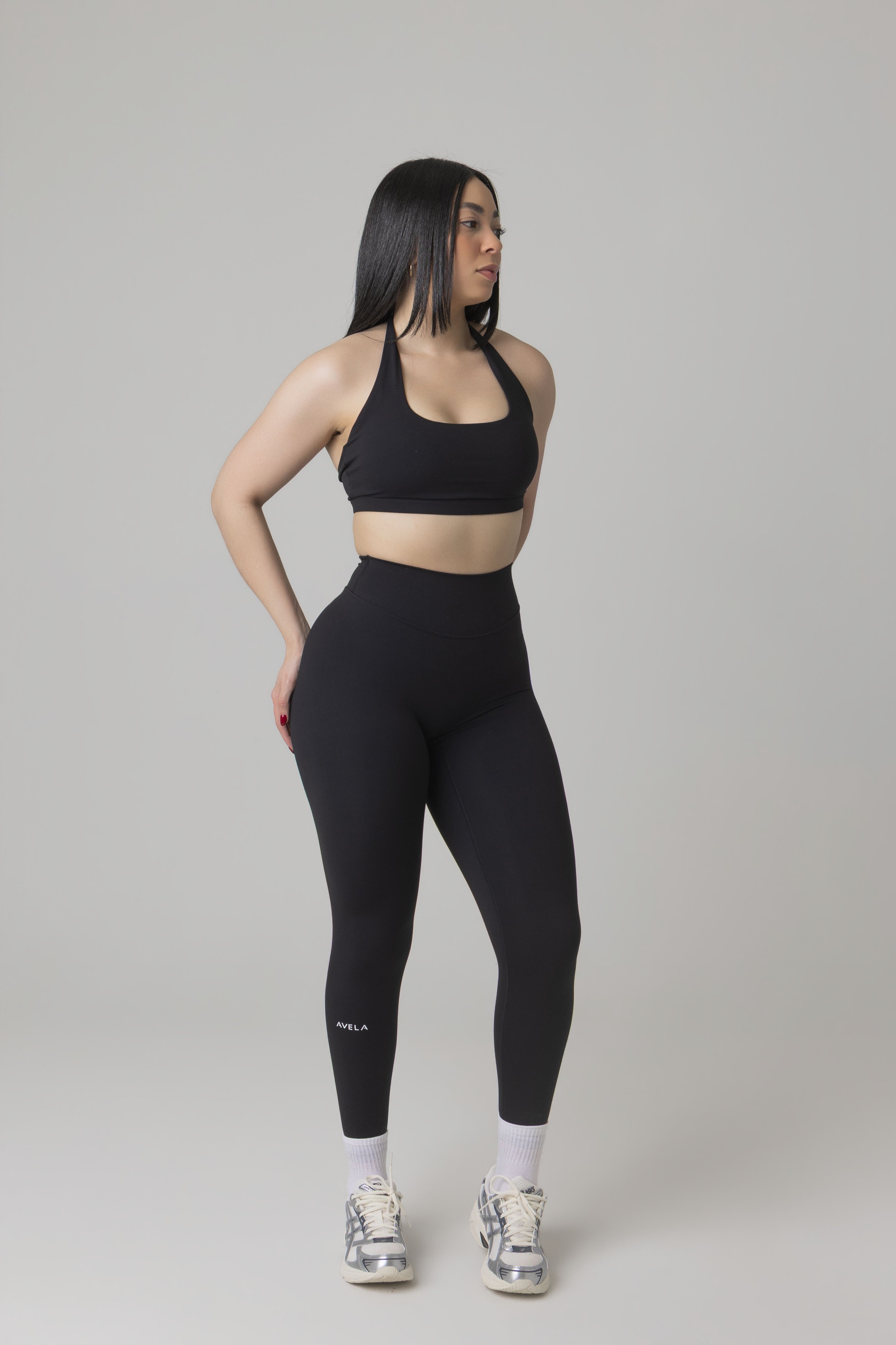 SoftForm™ Halter Neck Bralette with White Logo