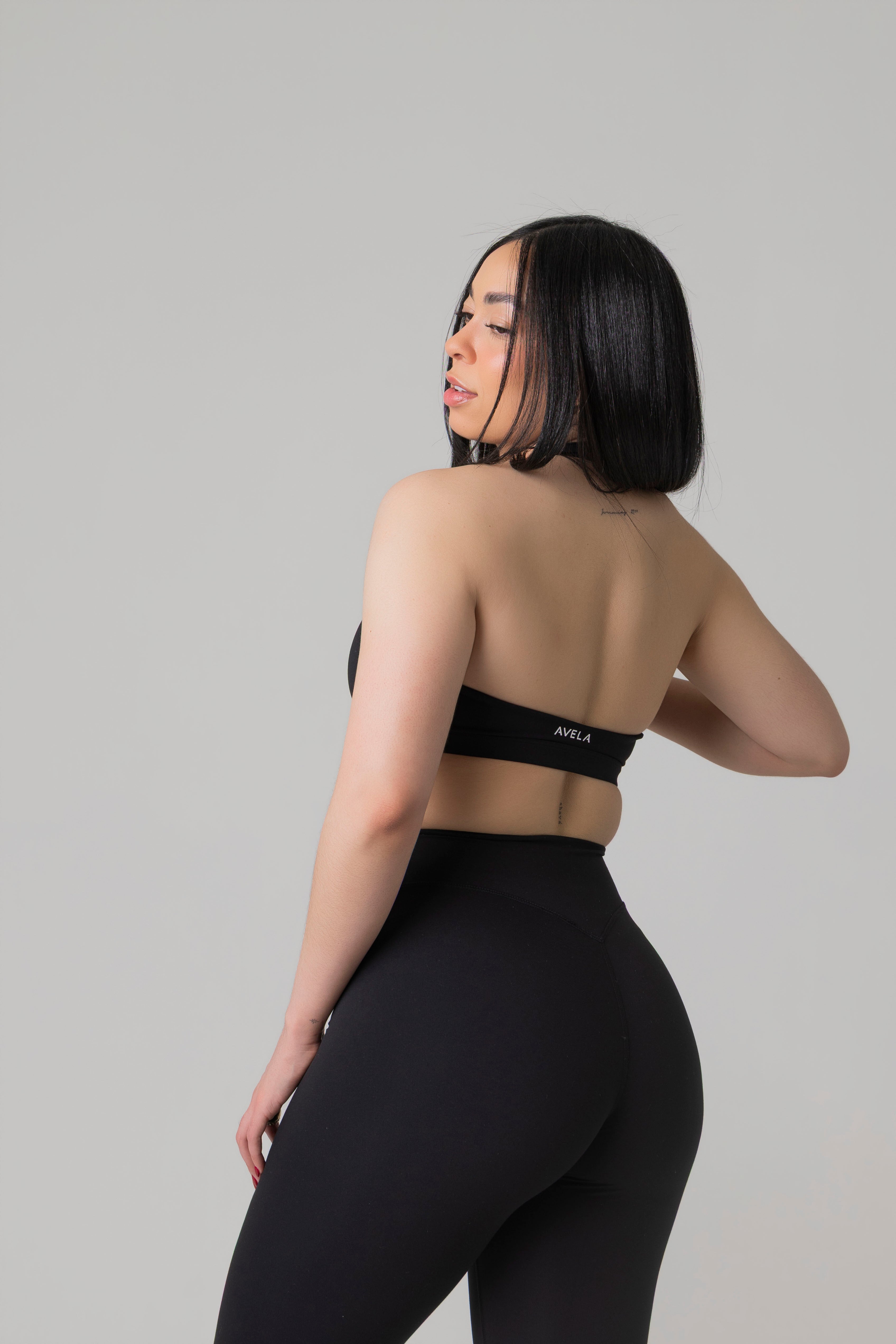 SoftForm™ Halter Neck Bralette with White Logo