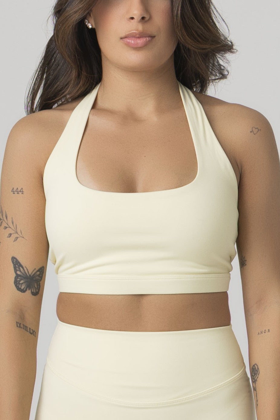 SoftForm™ Halter Neck Bralette with White Logo