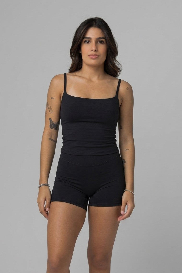 SoftForm™ Strappy Tank Top with Built in Bra with White Logo