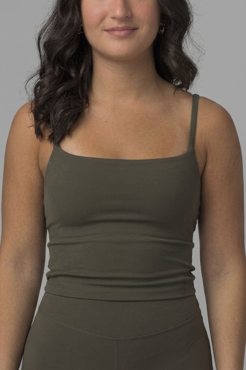 SoftForm™ Strappy Tank Top with Built in Bra with White Logo