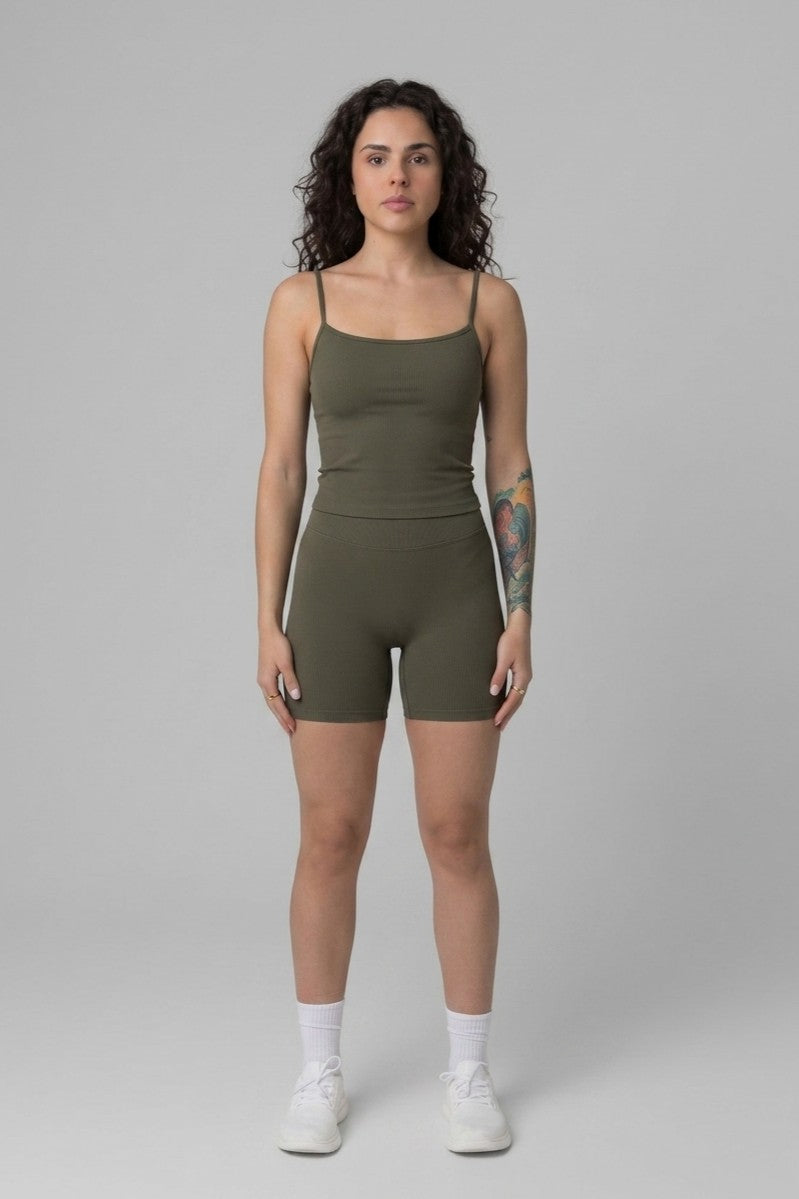 SoftForm™ Strappy Tank Top with Built in Bra with White Logo