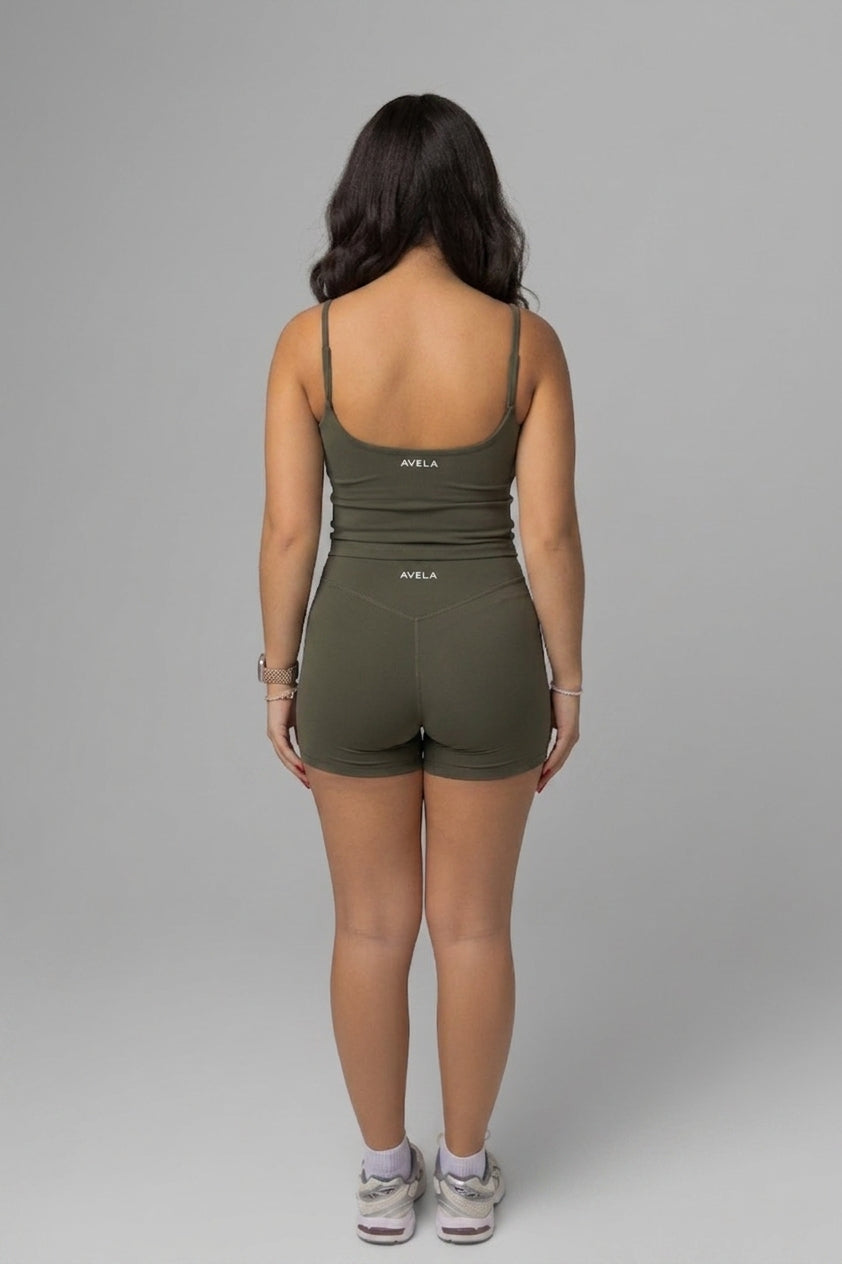SoftForm™ Strappy Tank Top with Built in Bra with White Logo