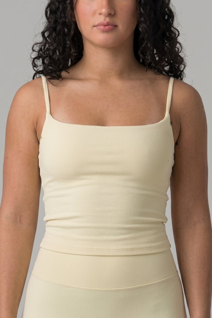 SoftForm™ Strappy Tank Top with Built in Bra with White Logo