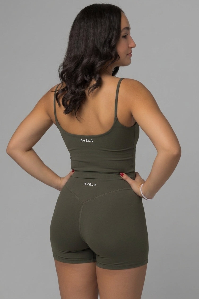 SoftForm™ Strappy Tank Top with Built in Bra with White Logo