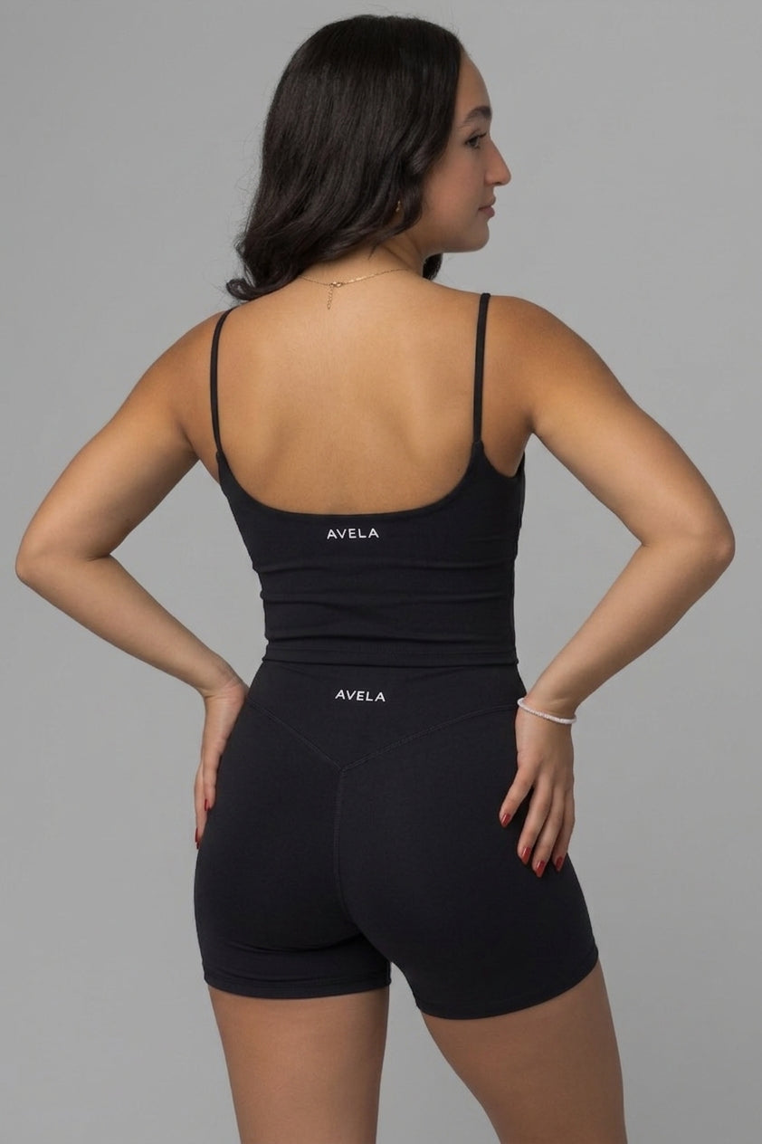 SoftForm™ Strappy Tank Top with Built in Bra with White Logo