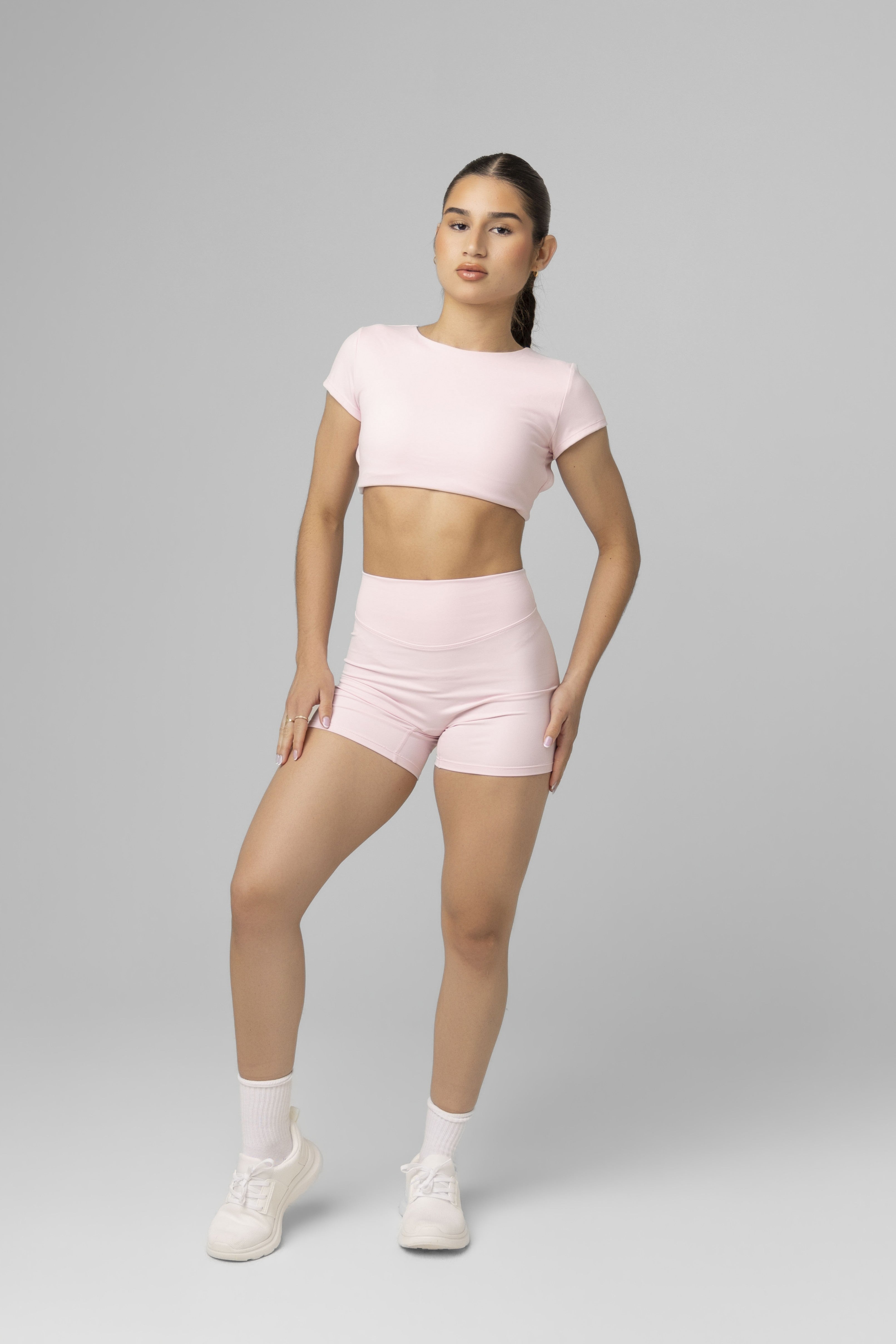 SoftForm High Waisted Shorts 6" with White Logo
