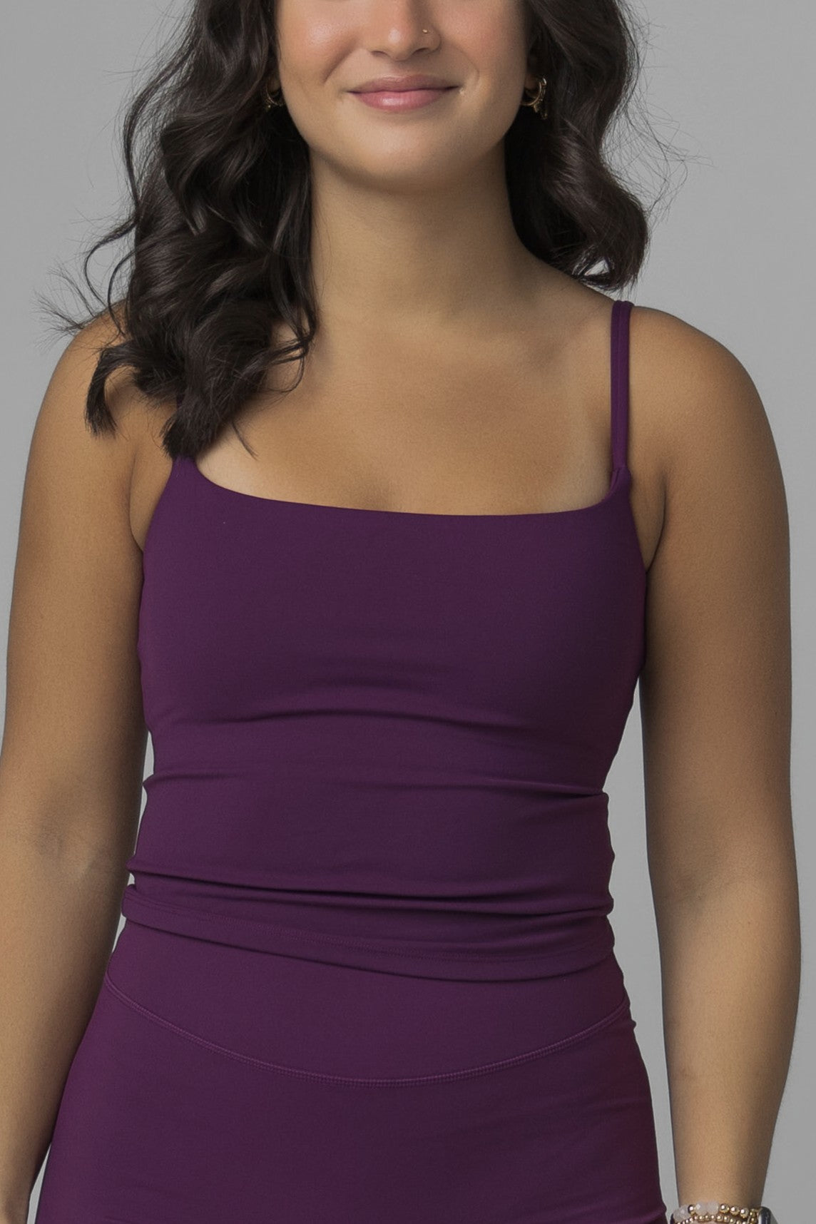 SoftForm™ Strappy Tank Top with Built in Bra with White Logo