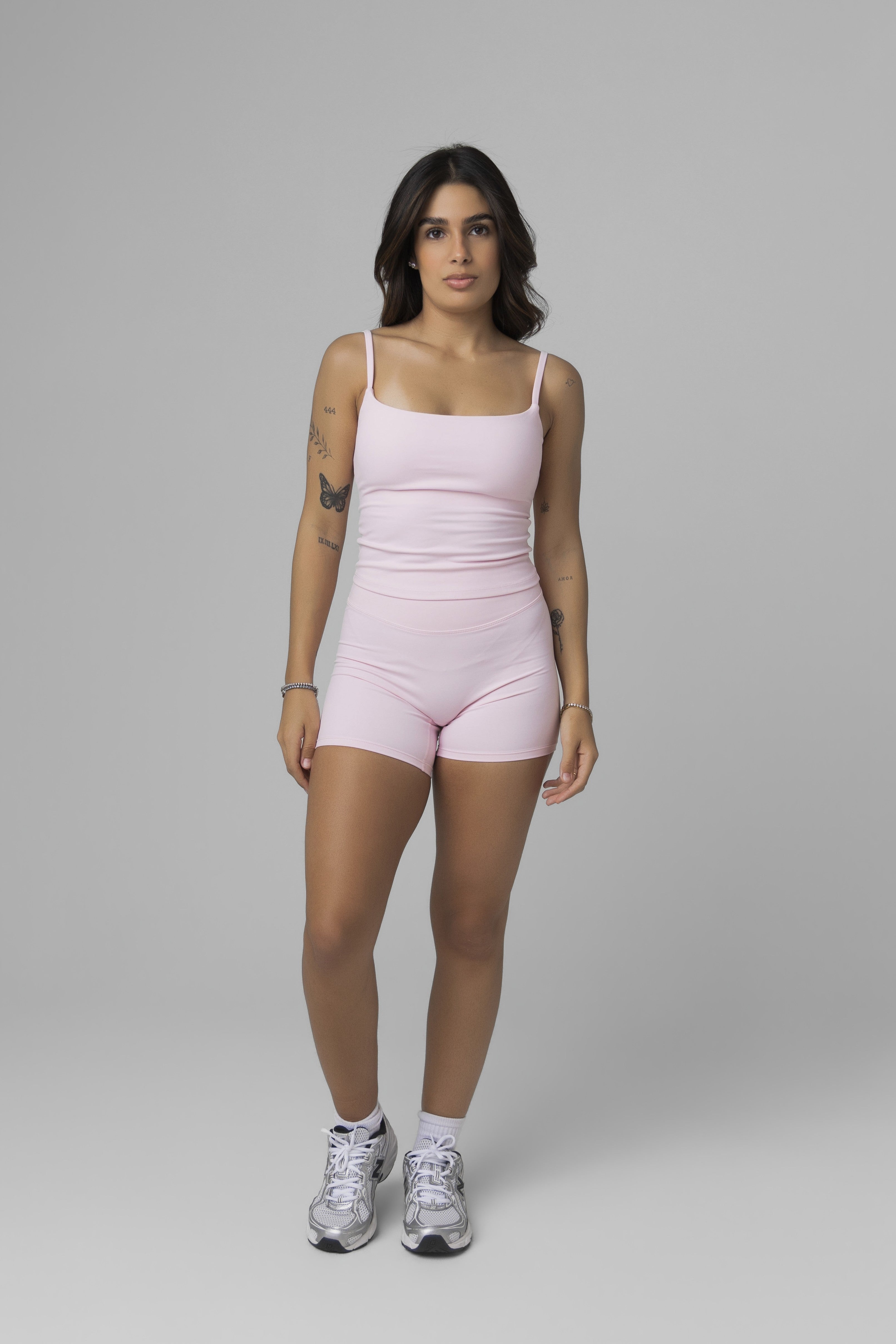 SoftForm™ Strappy Tank Top with Built in Bra with White Logo