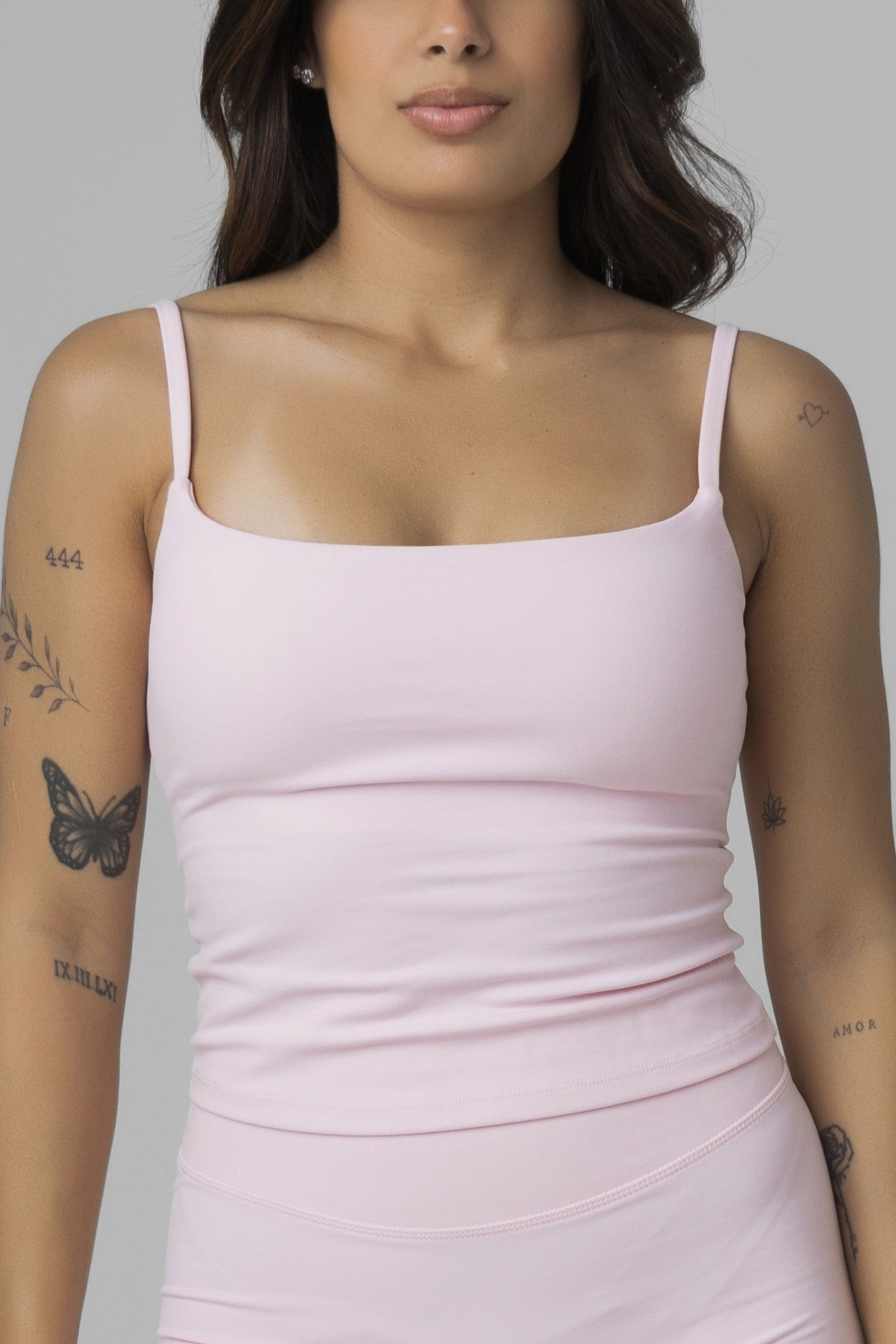 SoftForm™ Strappy Tank Top with Built in Bra with White Logo